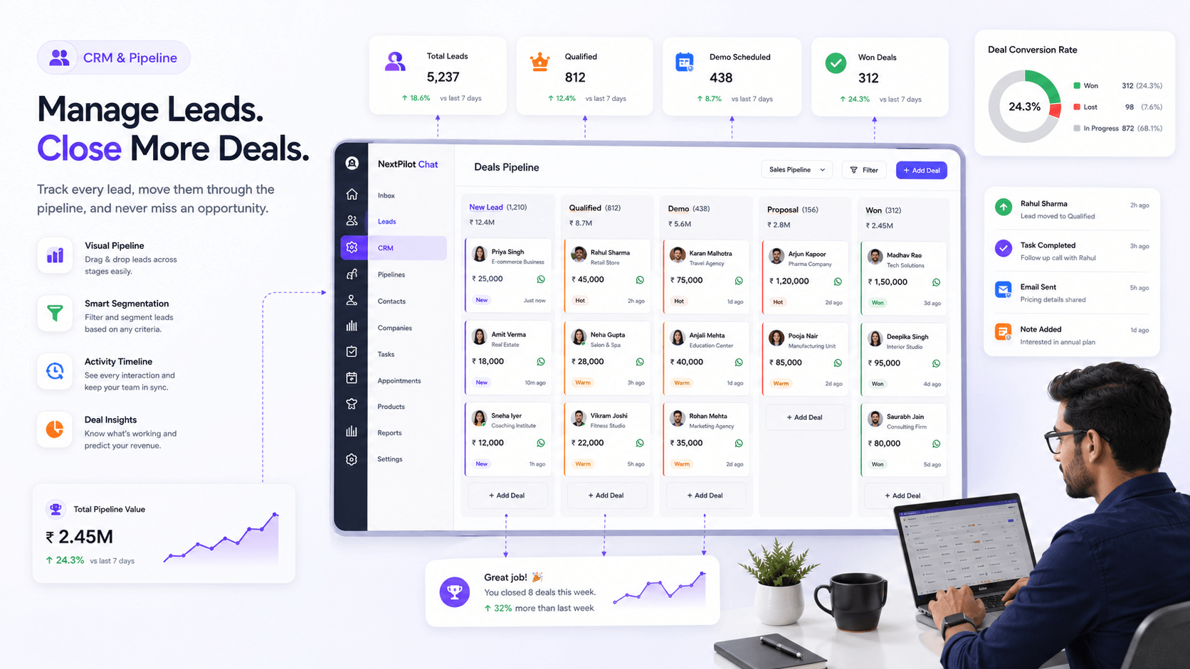NextPilot Chat CRM pipeline